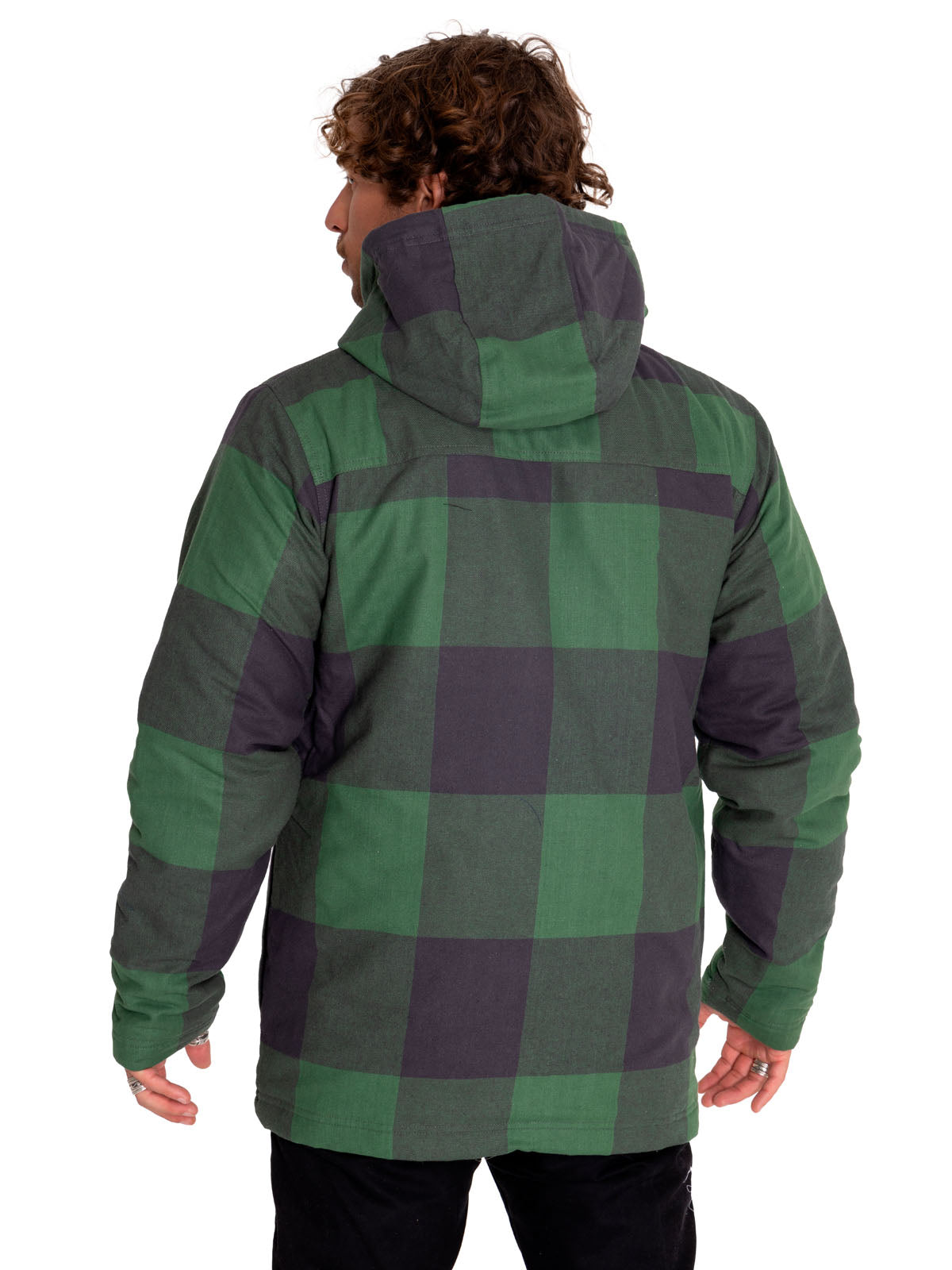 Chaqueta Casual Hombre Flannel Snap Front Lightweight Insulated Hooded Jacket Verde Cat