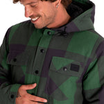 Chaqueta Casual Hombre Flannel Snap Front Lightweight Insulated Hooded Jacket Verde Cat