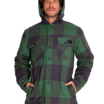 Chaqueta Casual Hombre Flannel Snap Front Lightweight Insulated Hooded Jacket Verde Cat