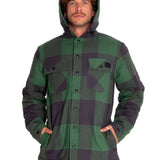 Chaqueta Casual Hombre Flannel Snap Front Lightweight Insulated Hooded Jacket Verde Cat