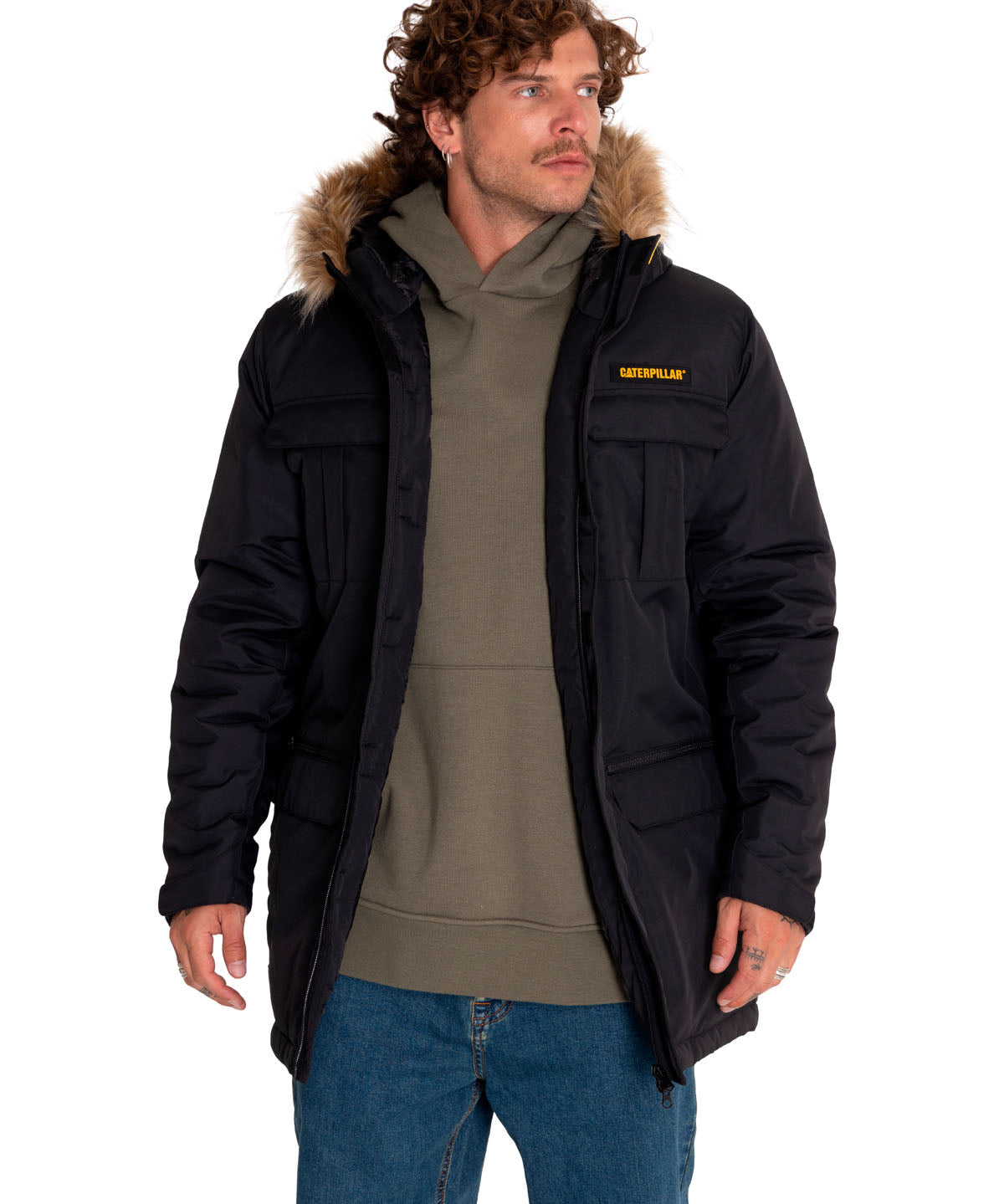 Parka Casual Hombre Mediumweight Insulated Utility Parka Negro Cat