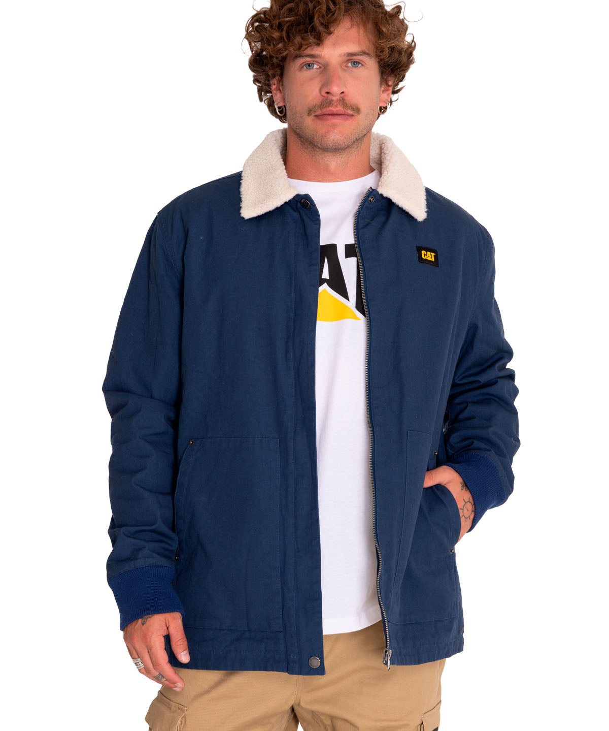 Chaqueta Casual Hombre Sherpa Lined Chore Jacket Azul Cat