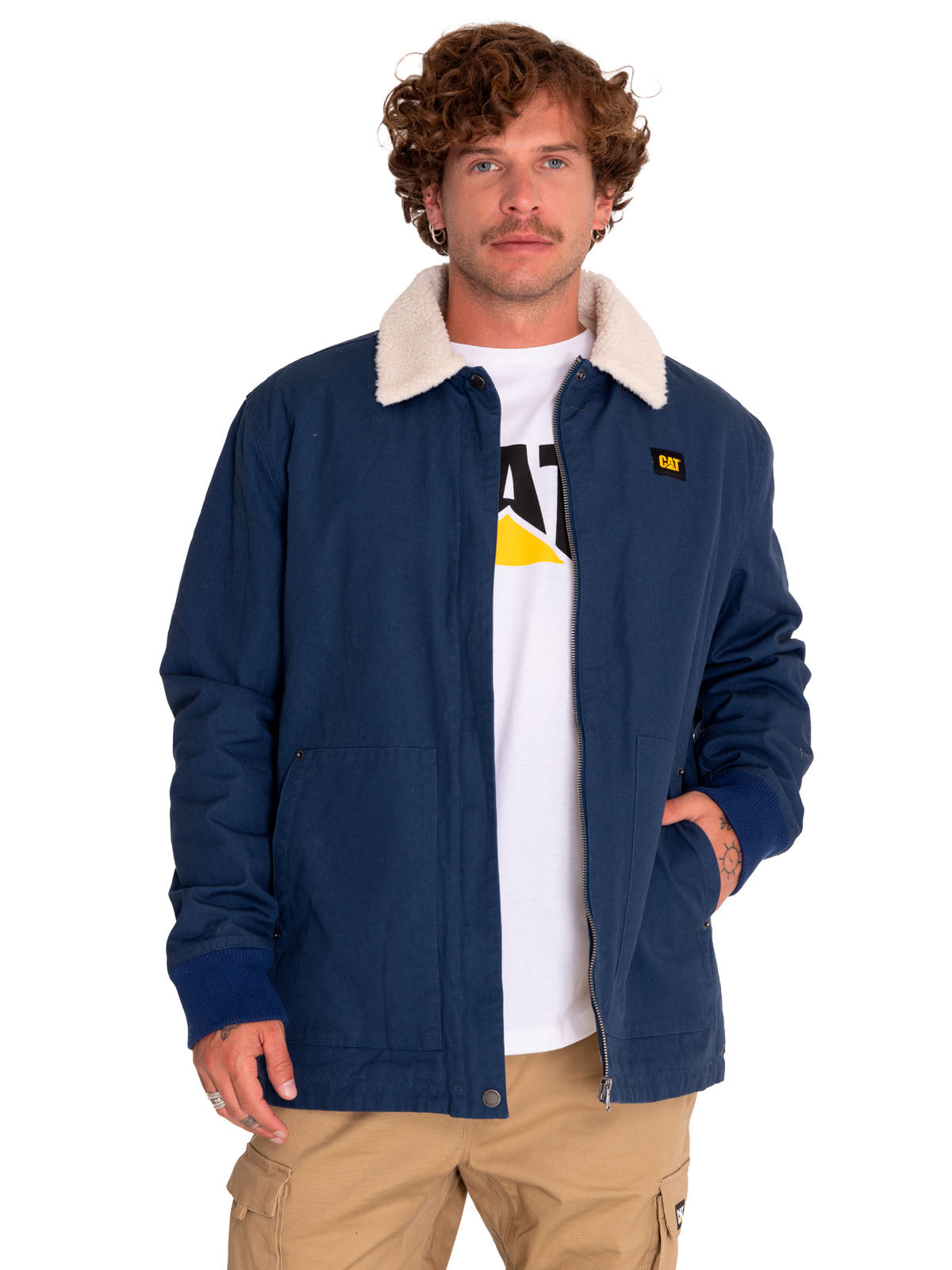 Chaqueta Casual Hombre Sherpa Lined Chore Jacket Azul Cat