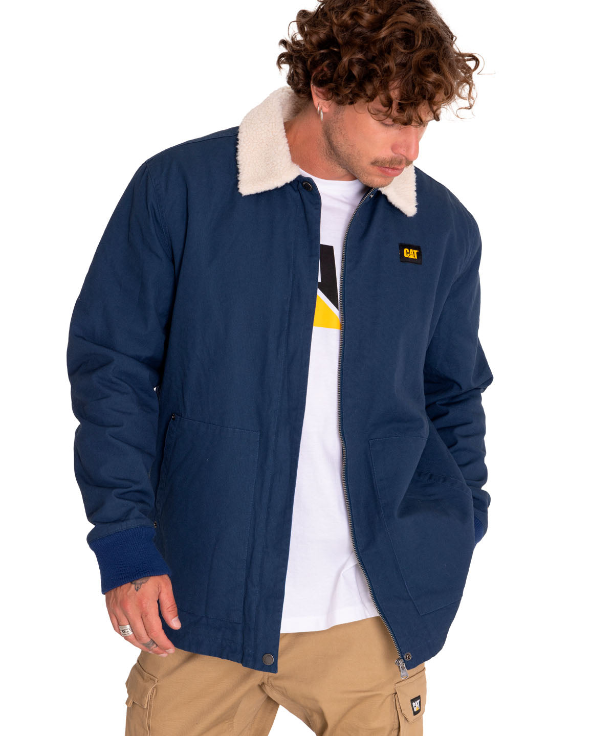 Chaqueta Casual Hombre Sherpa Lined Chore Jacket Azul Cat