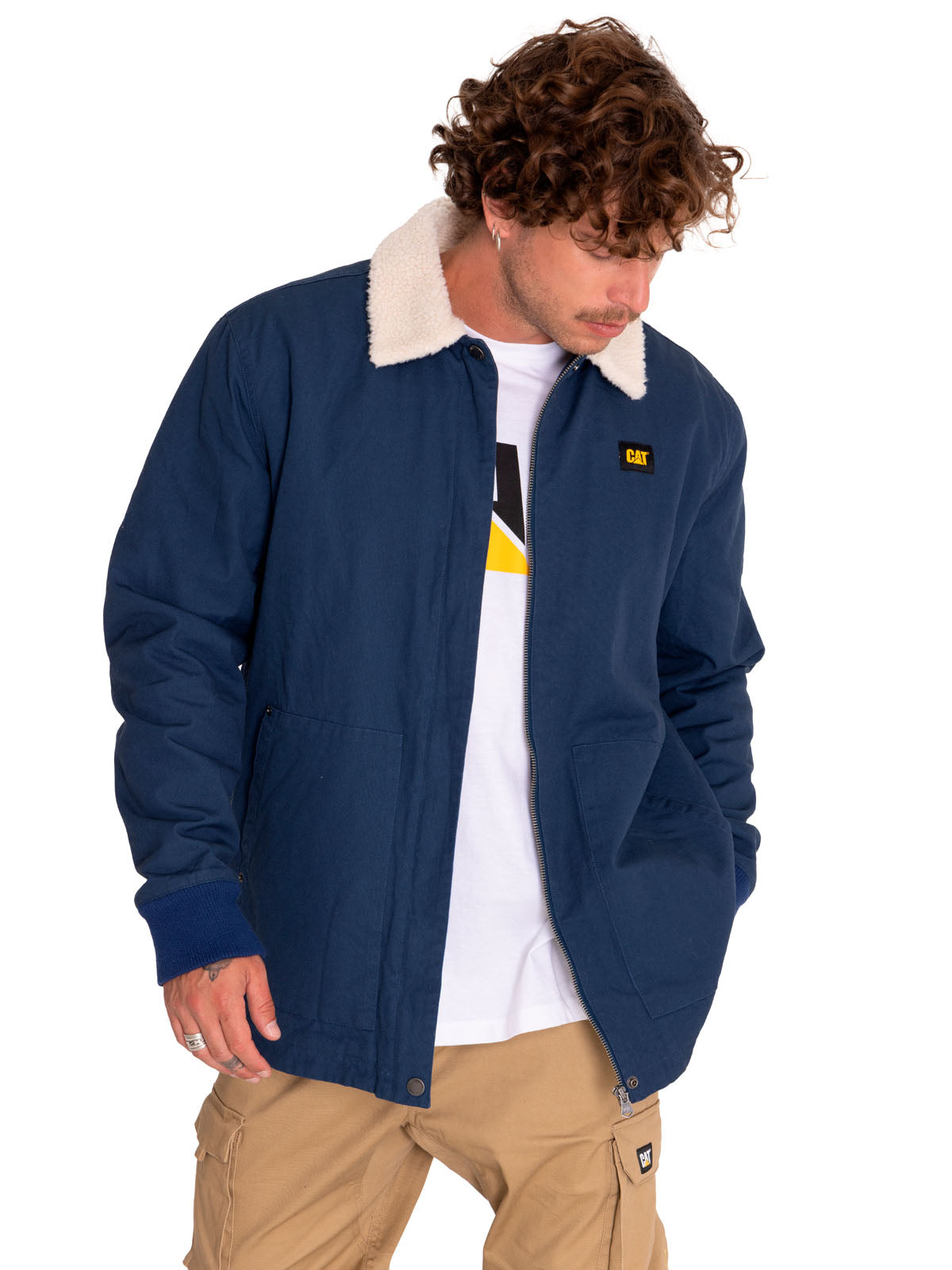 Chaqueta Casual Hombre Sherpa Lined Chore Jacket Azul Cat