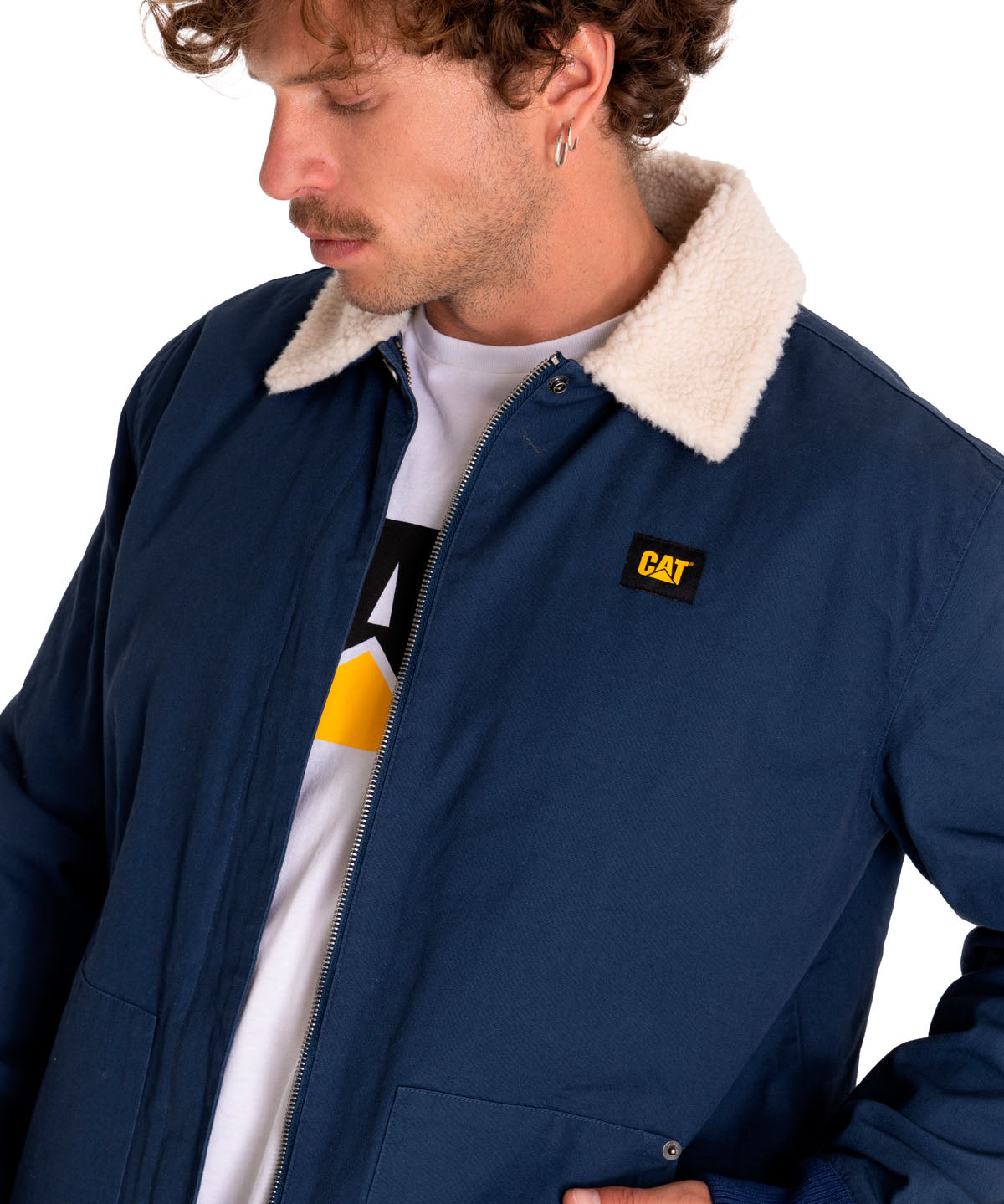 Chaqueta Casual Hombre Sherpa Lined Chore Jacket Azul Cat