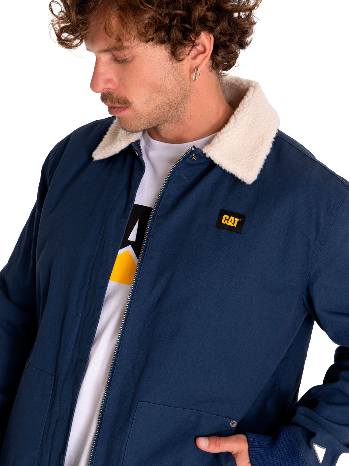 Chaqueta Casual Hombre Sherpa Lined Chore Jacket Azul Cat