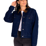 Chaqueta Denim Mujer Denim Plaid-Lined Jacket Azul Cat
