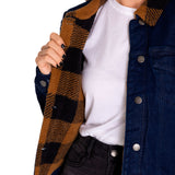 Chaqueta Denim Mujer Denim Plaid-Lined Jacket Azul Cat
