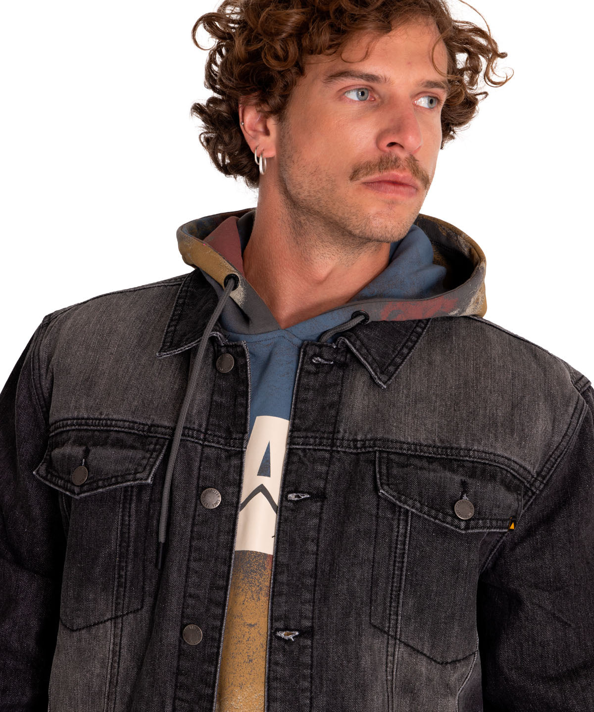 Chaqueta Casual Hombre Flannel Lined Denim Jacket Gris Cat