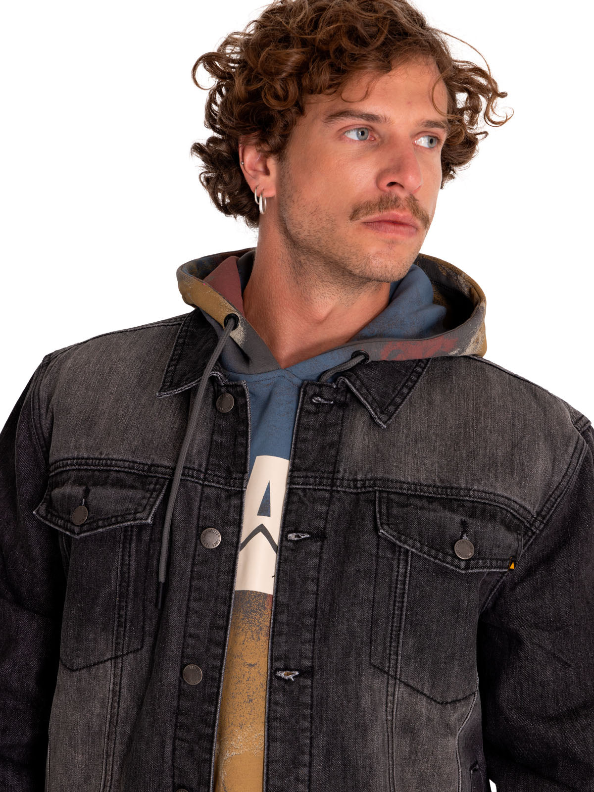 Chaqueta Casual Hombre Flannel Lined Denim Jacket Gris Cat