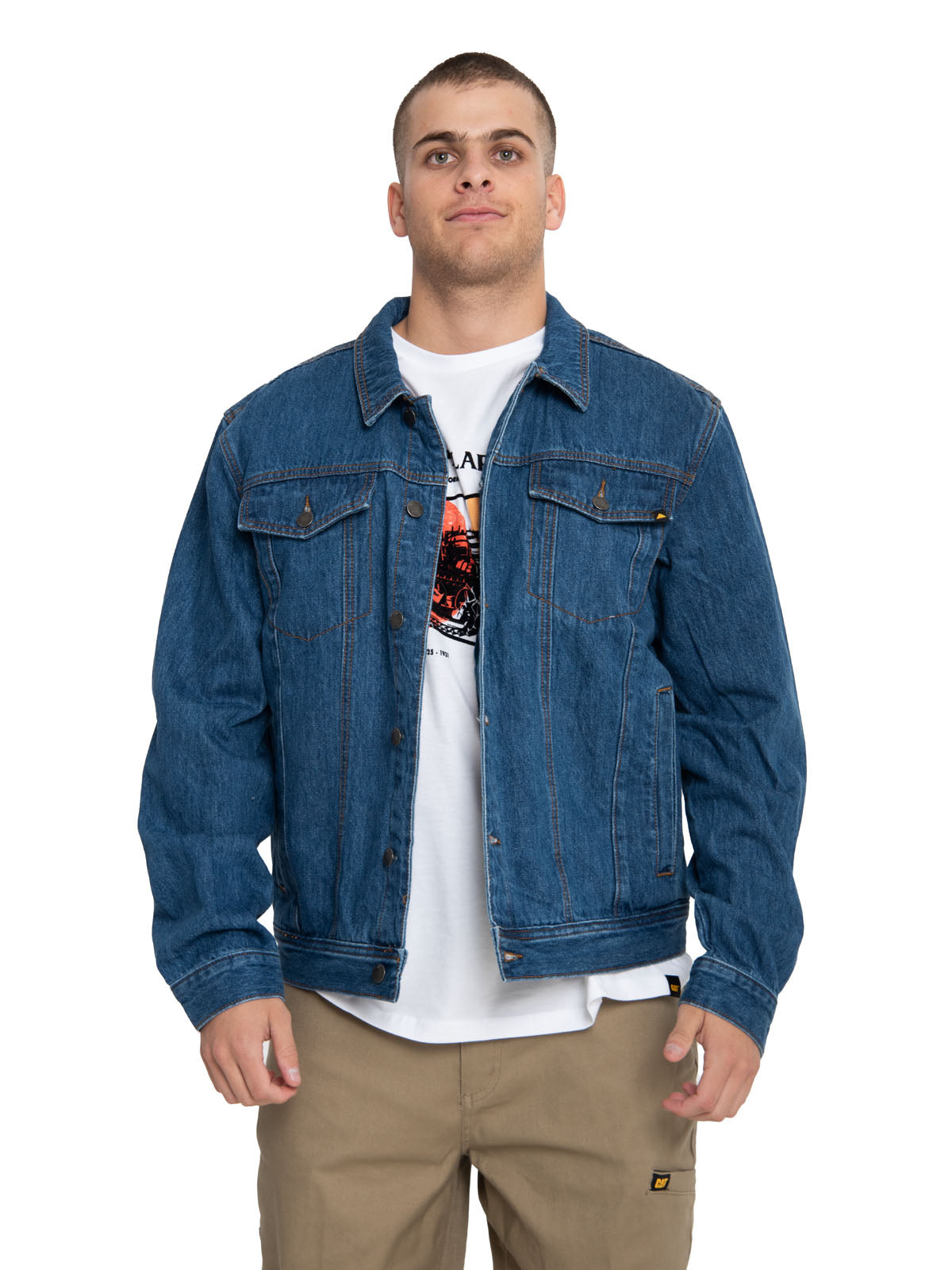 Chaqueta Casual Hombre Flannel Lined Denim Jacket Azul Cat