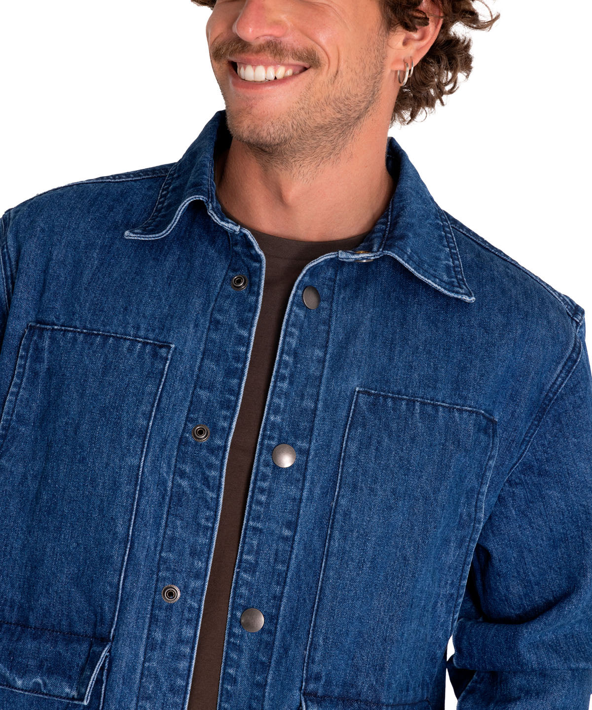 Chaqueta Casual Unisex Rigid Denim Heavy Overshirt Gris Cat