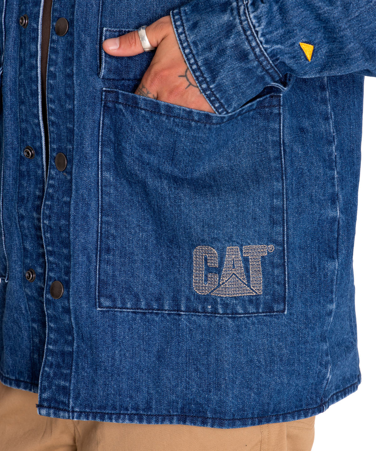 Chaqueta Casual Unisex Rigid Denim Heavy Overshirt Gris Cat