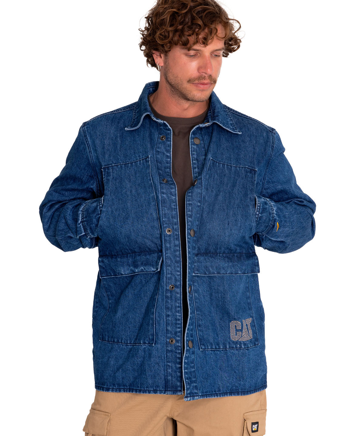 Chaqueta Casual Unisex Rigid Denim Heavy Overshirt Gris Cat