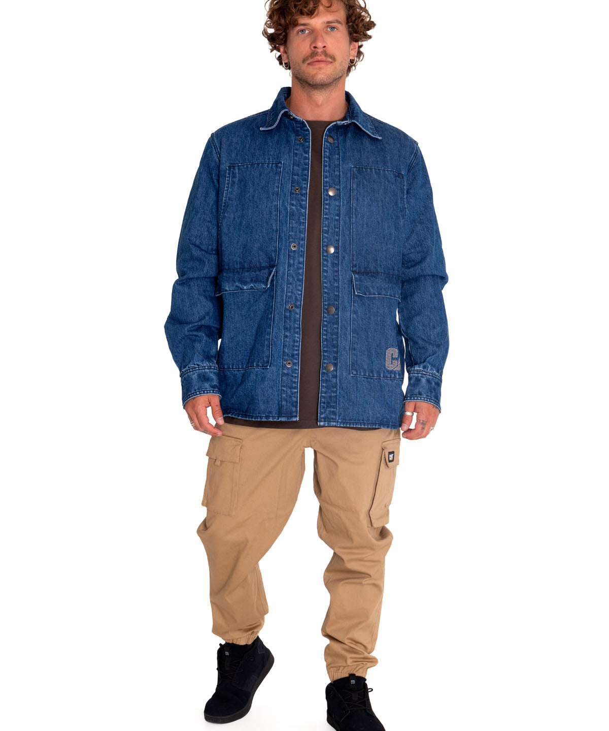 Chaqueta Casual Unisex Rigid Denim Heavy Overshirt Gris Cat