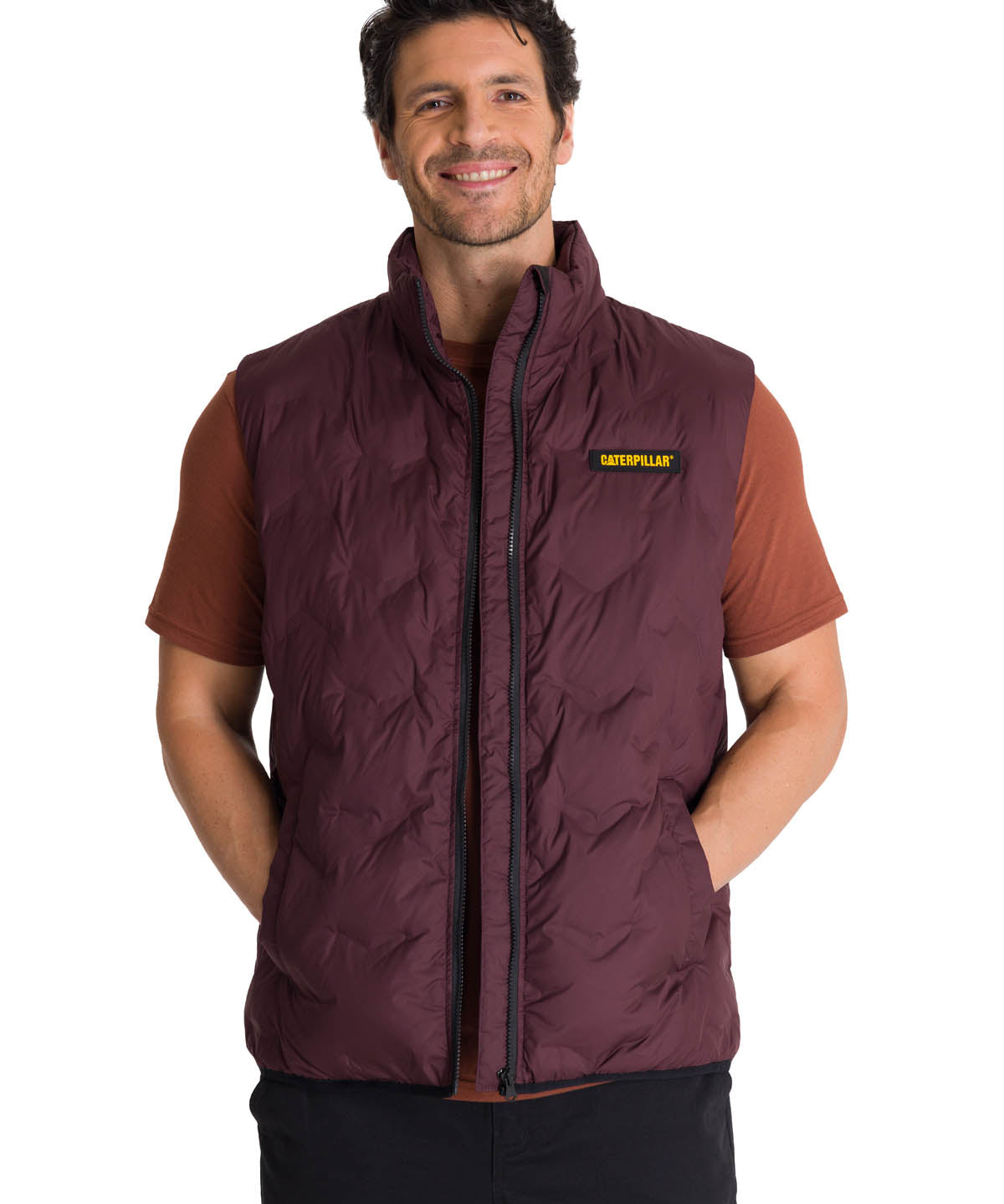 Chaqueta Sin Mangas Hombre Bonded Granate CAT