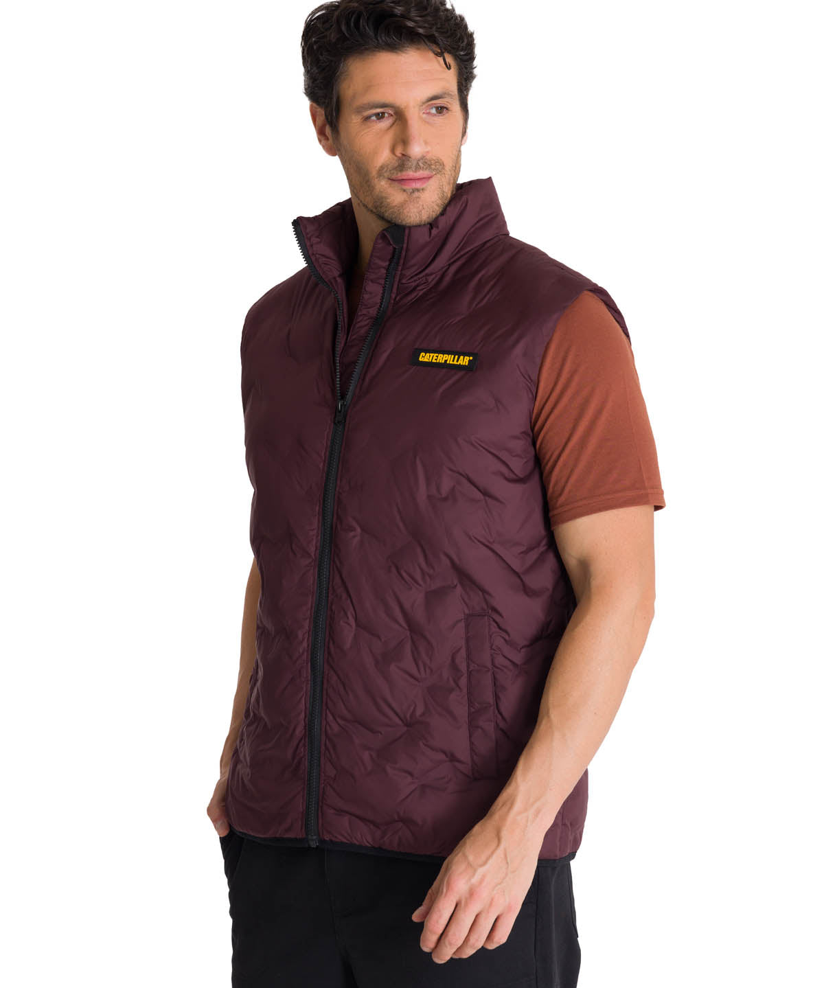 Chaqueta Sin Mangas Hombre Bonded Granate CAT