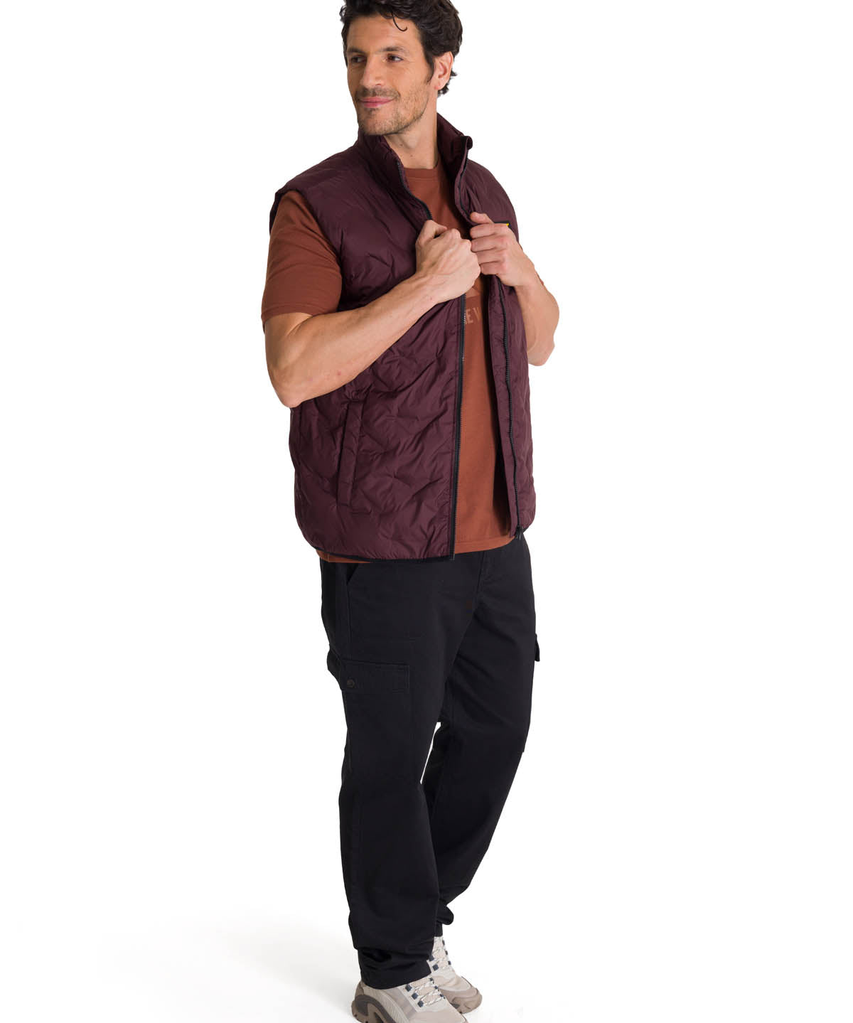 Chaqueta Sin Mangas Hombre Bonded Granate CAT