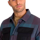 Chaqueta Manga Larga Hombre Flannel Snap Front Lightweight Insulated Petróleo Cat