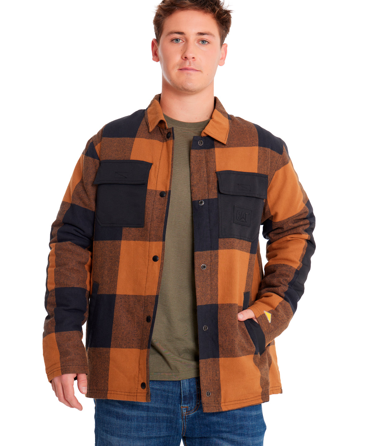 Chaqueta Casual Hombre FLANNEL SNAP FRONT LIGHTWEIGHT INSULATED JACKET Café CAT