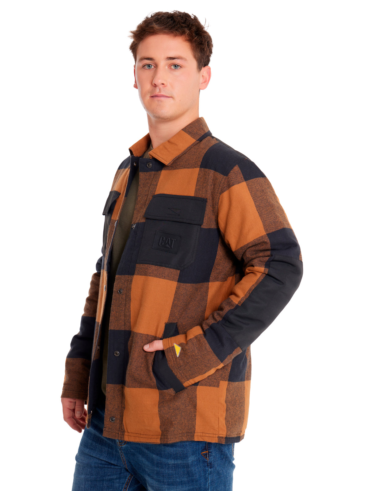 Chaqueta Casual Hombre FLANNEL SNAP FRONT LIGHTWEIGHT INSULATED JACKET Café CAT