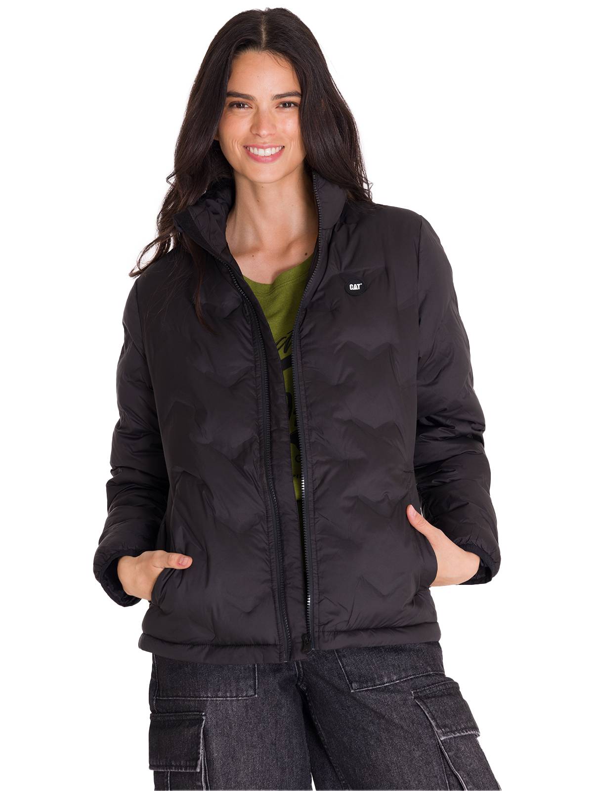 Parka Manga Larga Mujer W Bonded Medium Weight Insulated Negra Cat