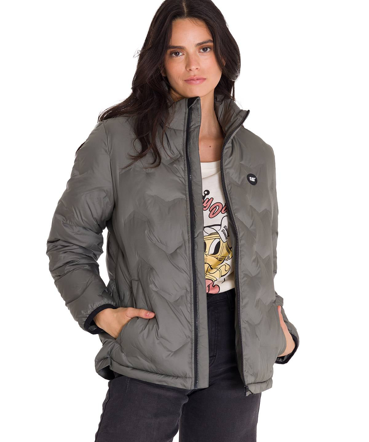 Parka Manga Larga Mujer W Bonded Medium Weight Insulated Gris Cat