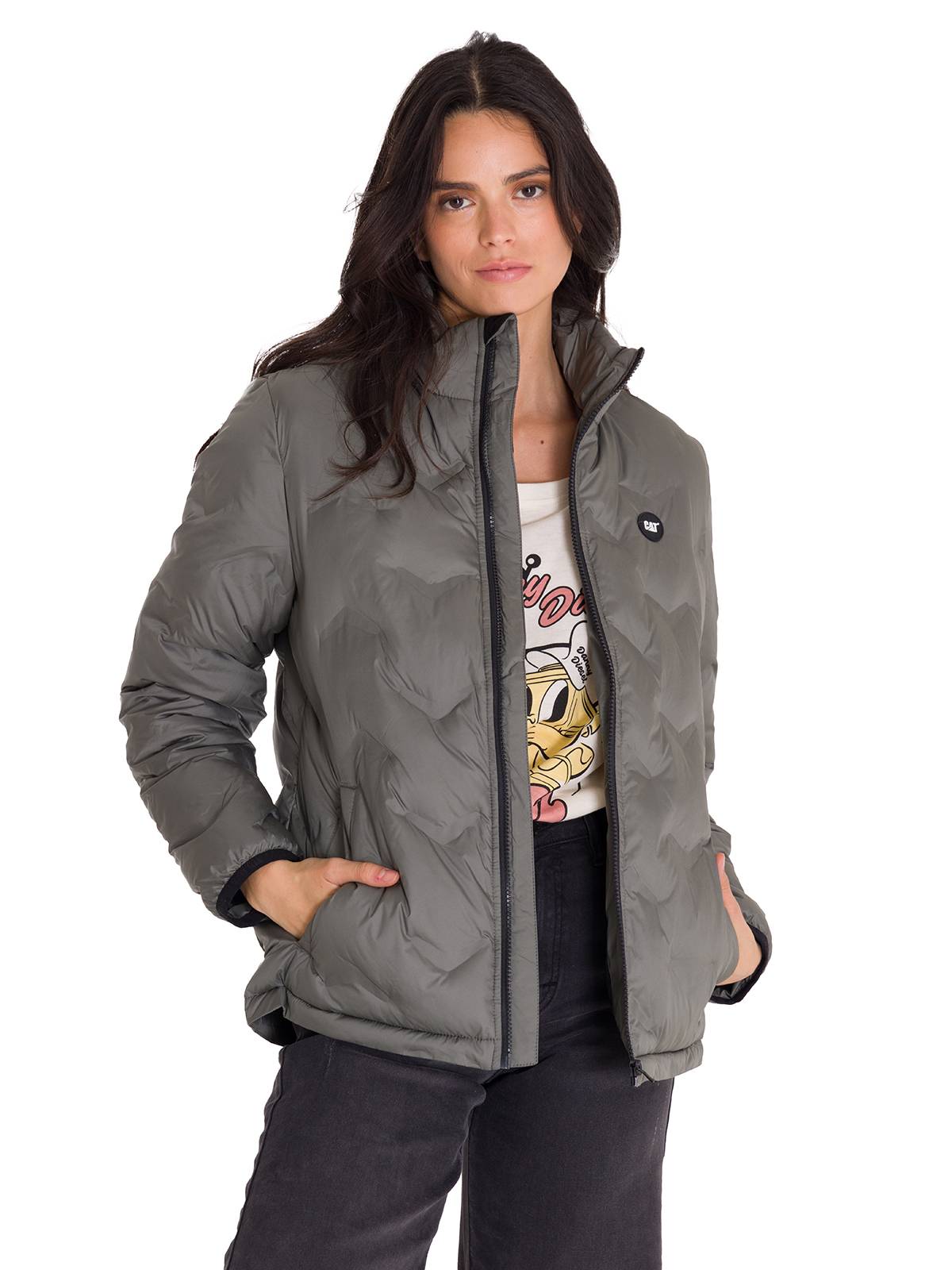 Parka Manga Larga Mujer W Bonded Medium Weight Insulated Gris Cat