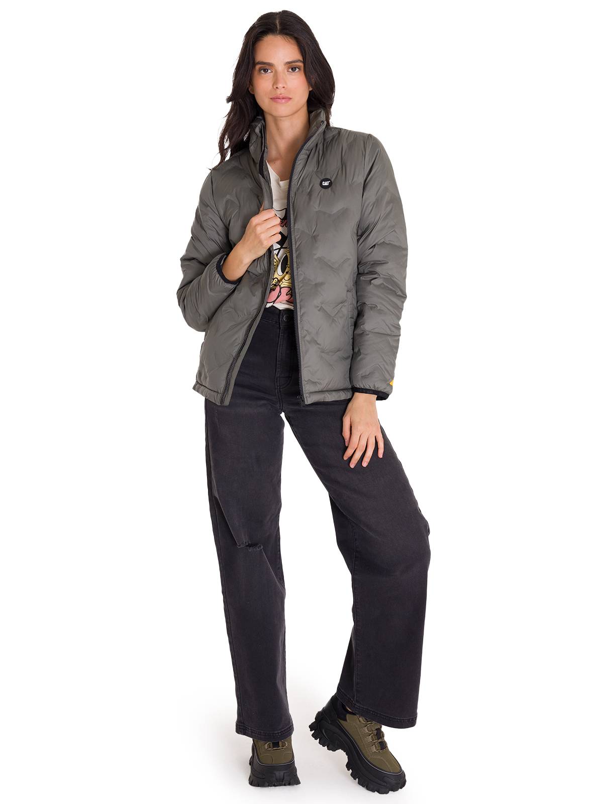 Parka Manga Larga Mujer W Bonded Medium Weight Insulated Gris Cat