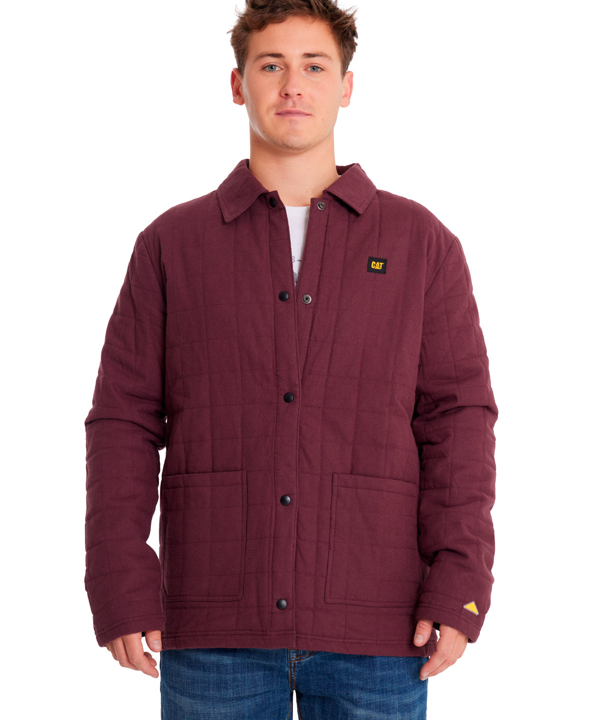 Chaqueta Casual Hombre QUILTED FLANNEL SNAP FRONT LIGHTWEIGHT INSULATED JACKET Burdeo CAT