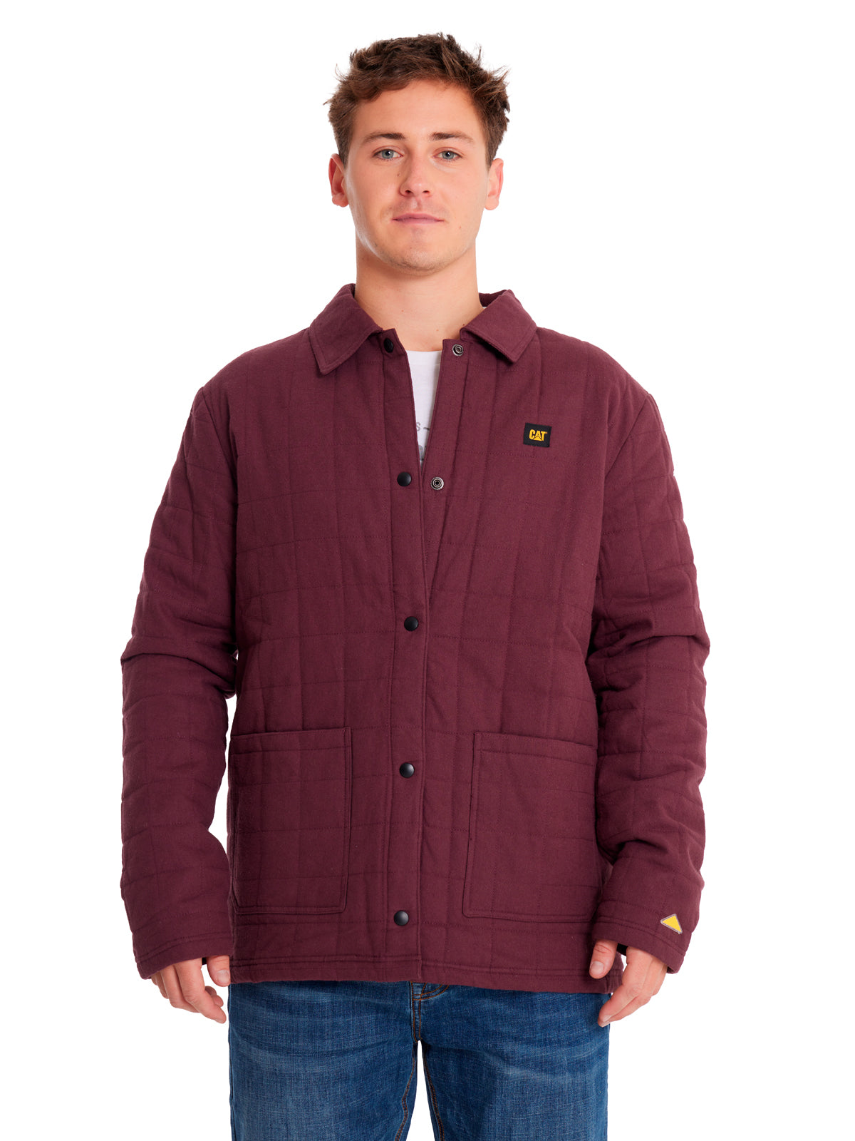 Chaqueta Casual Hombre QUILTED FLANNEL SNAP FRONT LIGHTWEIGHT INSULATED JACKET Burdeo CAT