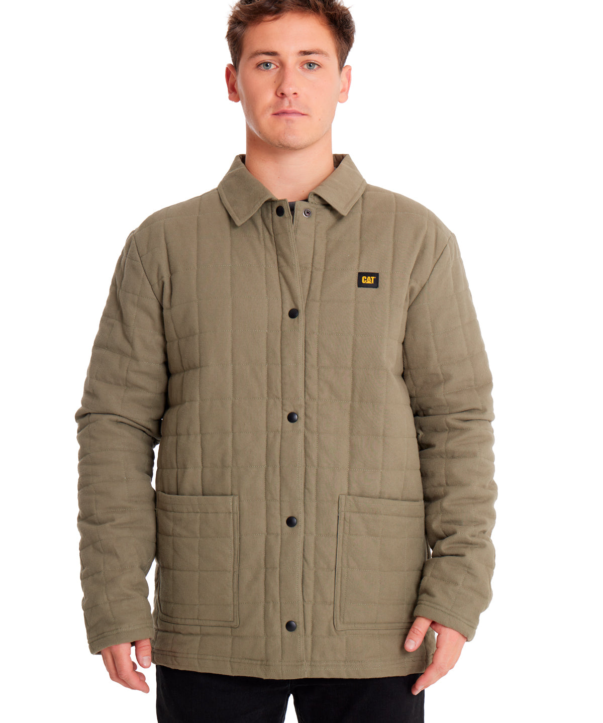 Chaqueta Casual Hombre QUILTED FLANNEL SNAP FRONT LIGHTWEIGHT INSULATED JACKET Verde CAT