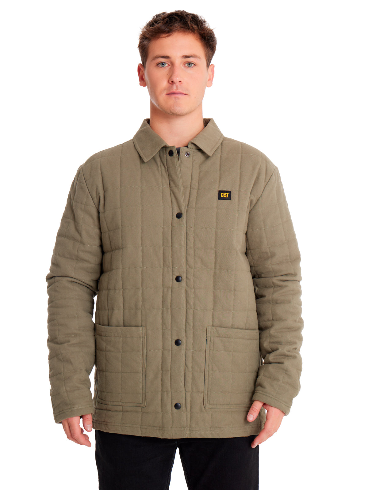 Chaqueta Casual Hombre QUILTED FLANNEL SNAP FRONT LIGHTWEIGHT INSULATED JACKET Verde CAT