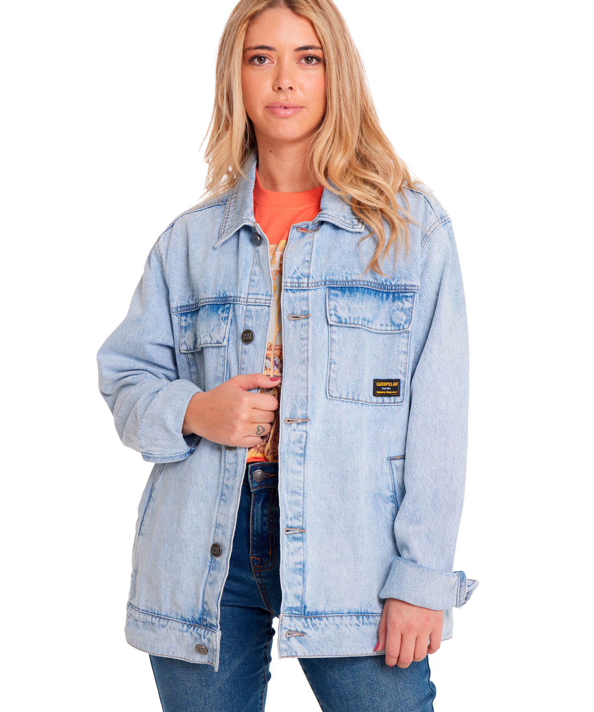 Chaqueta Casual Unisex DENIM WORK JACKET Azul claro CAT