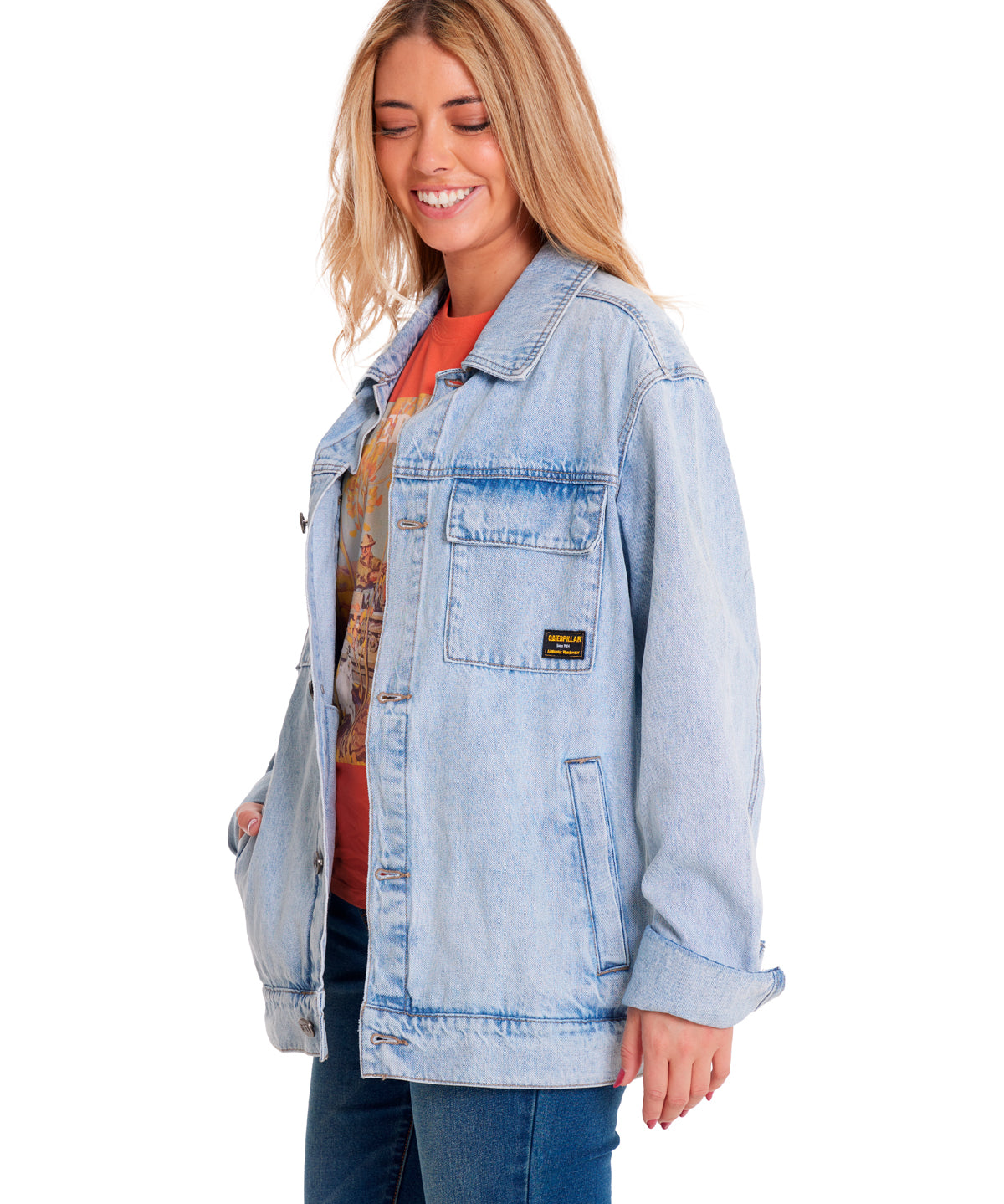 Chaqueta Casual Unisex DENIM WORK JACKET Azul claro CAT