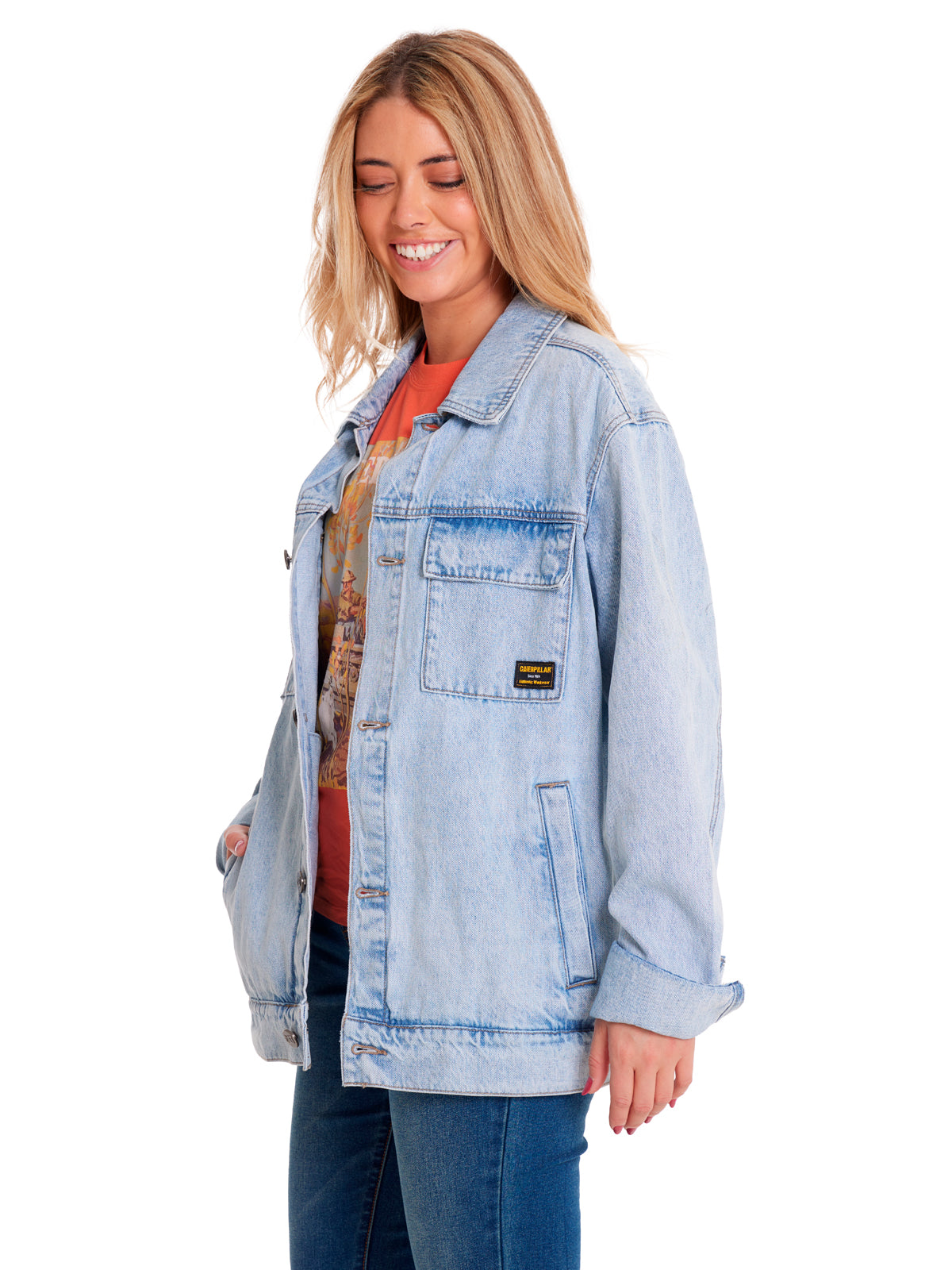 Chaqueta Casual Unisex DENIM WORK JACKET Azul claro CAT
