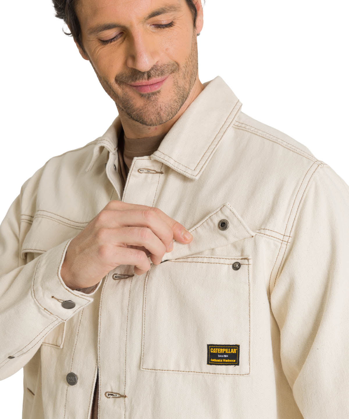 Chaqueta de Jeans Hombre Denim Work Beige CAT