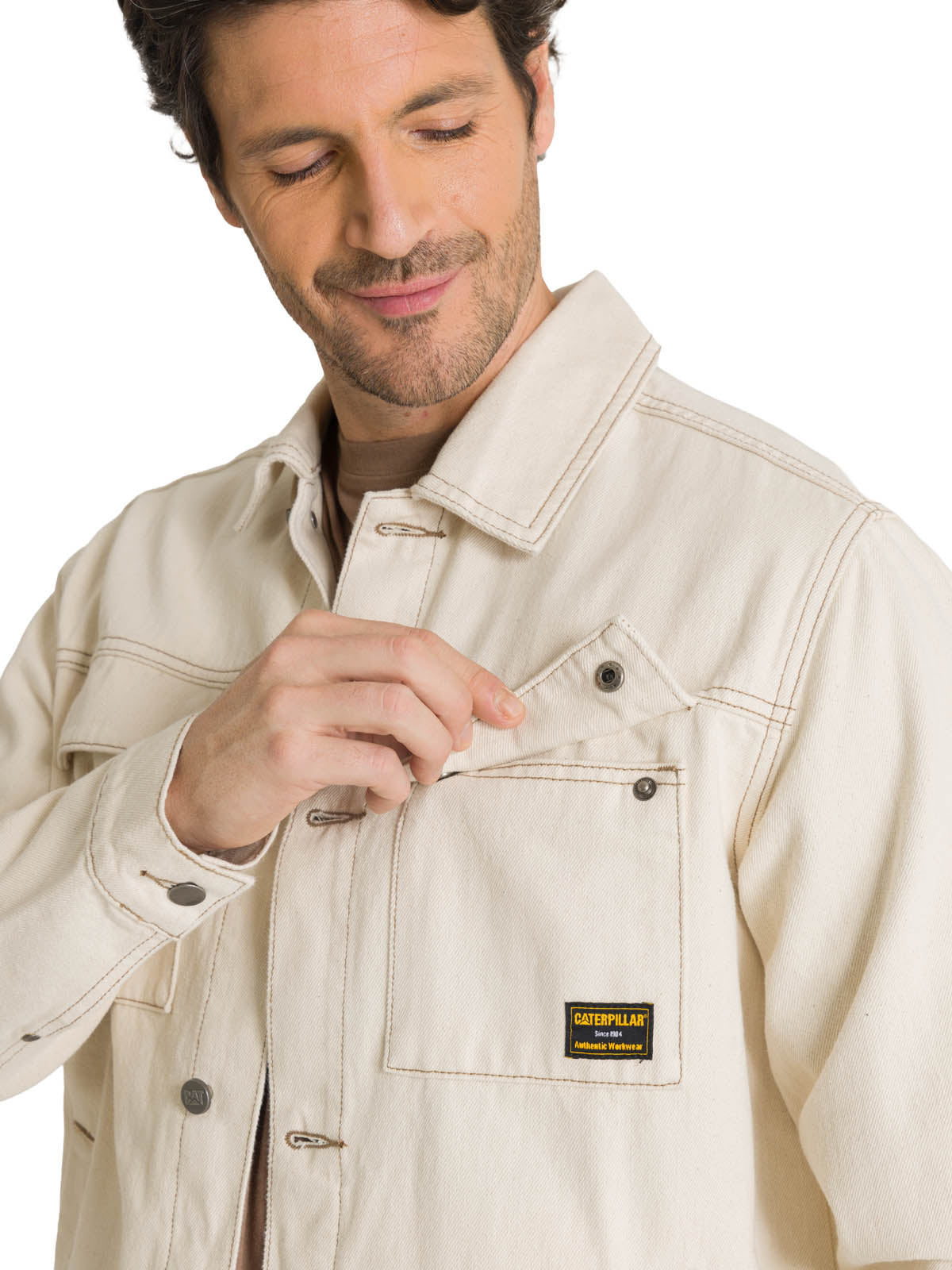Chaqueta de Jeans Hombre Denim Work Beige CAT