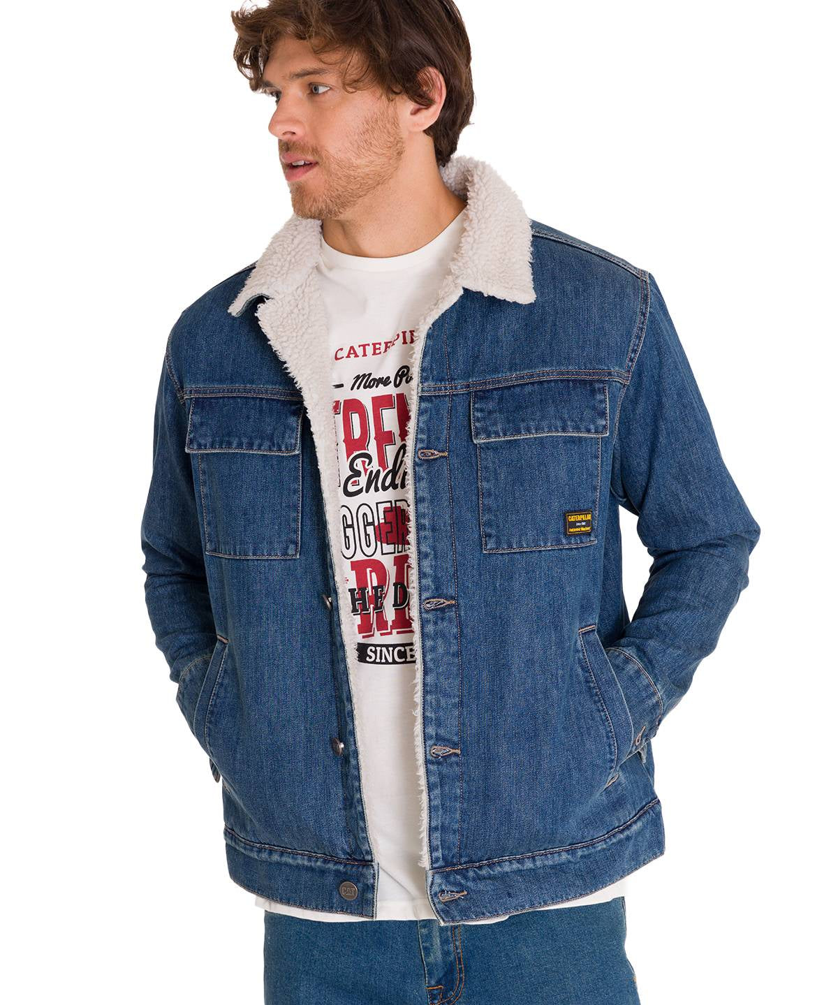 Chaqueta Manga Larga Unisex Sherpa Lined Work Denim Cat