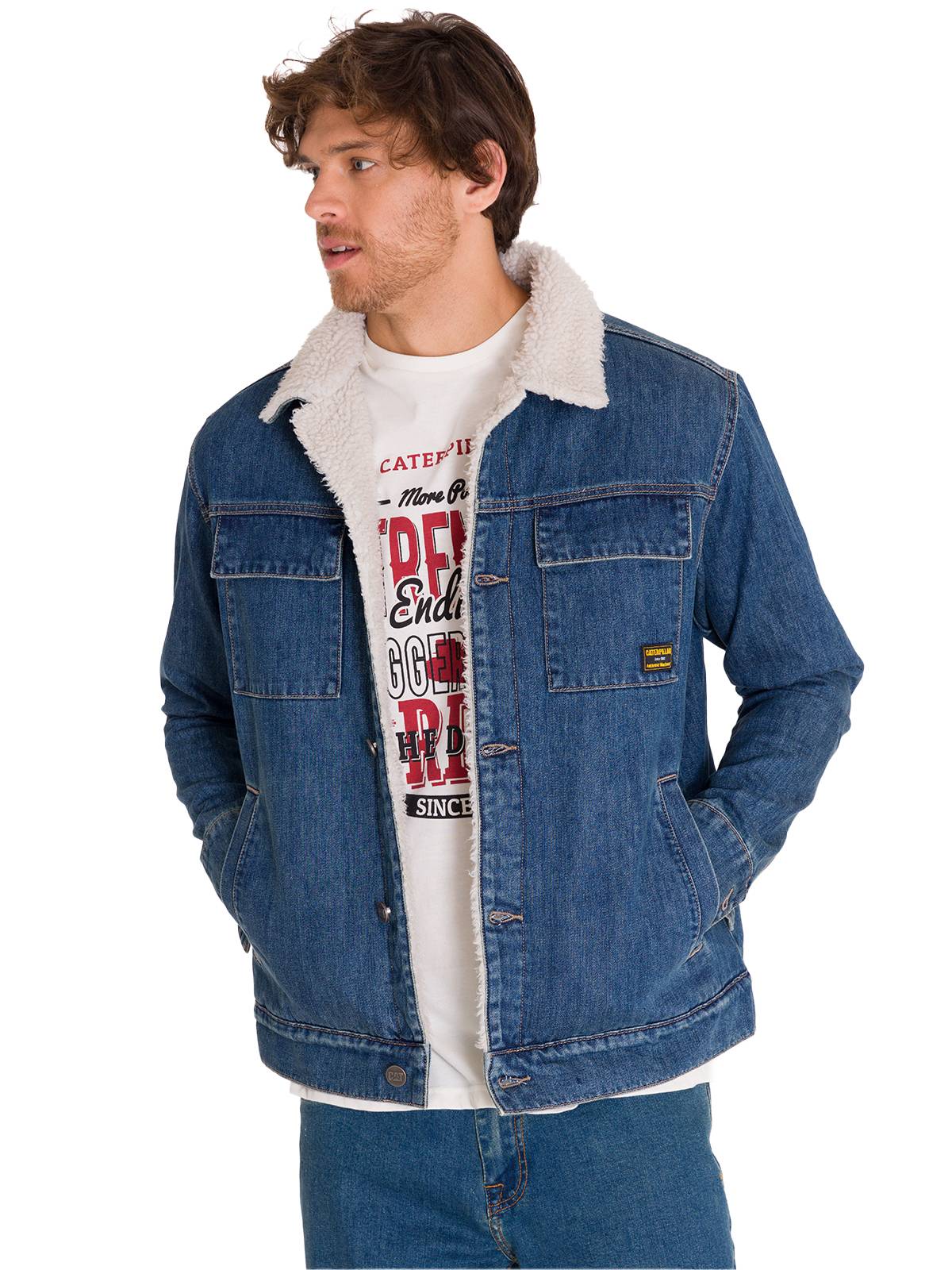 Chaqueta Manga Larga Unisex Sherpa Lined Work Denim Cat