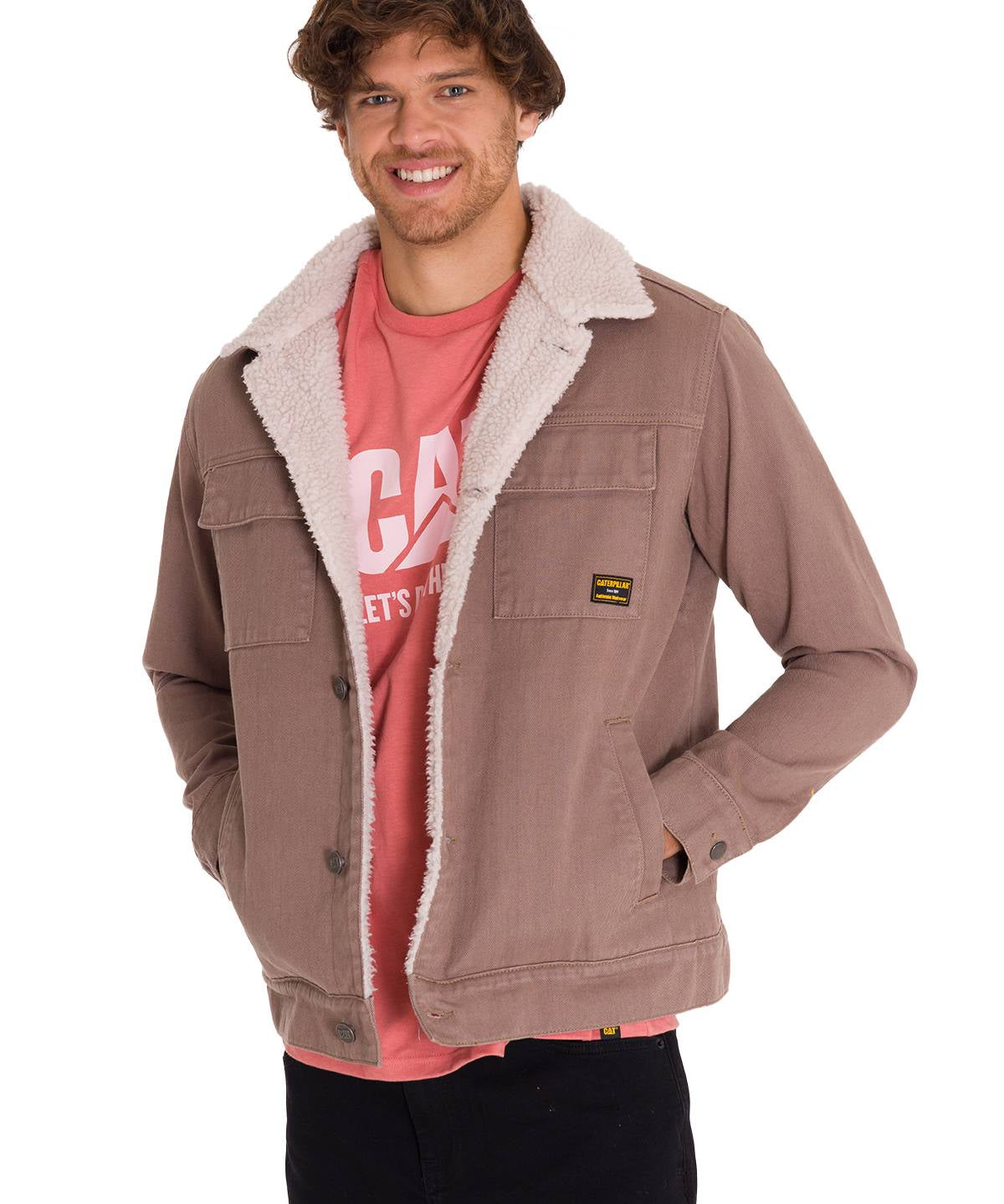 Chaqueta Manga Larga Unisex Sherpa Lined Work Taupe Cat