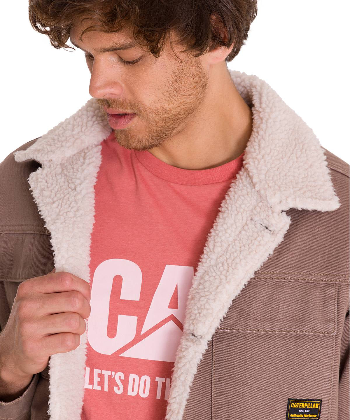 Chaqueta Manga Larga Unisex Sherpa Lined Work Taupe Cat
