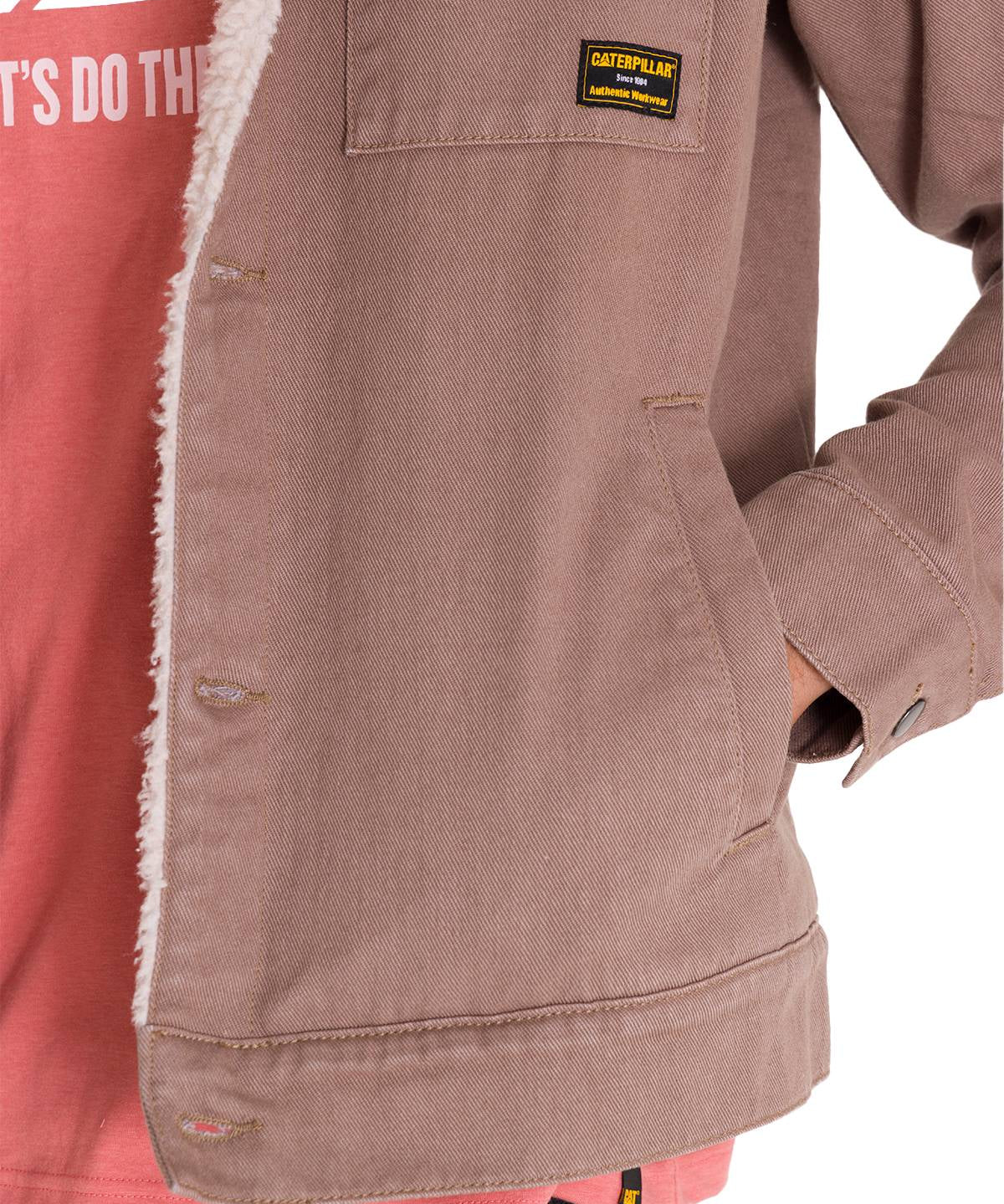 Chaqueta Manga Larga Unisex Sherpa Lined Work Taupe Cat