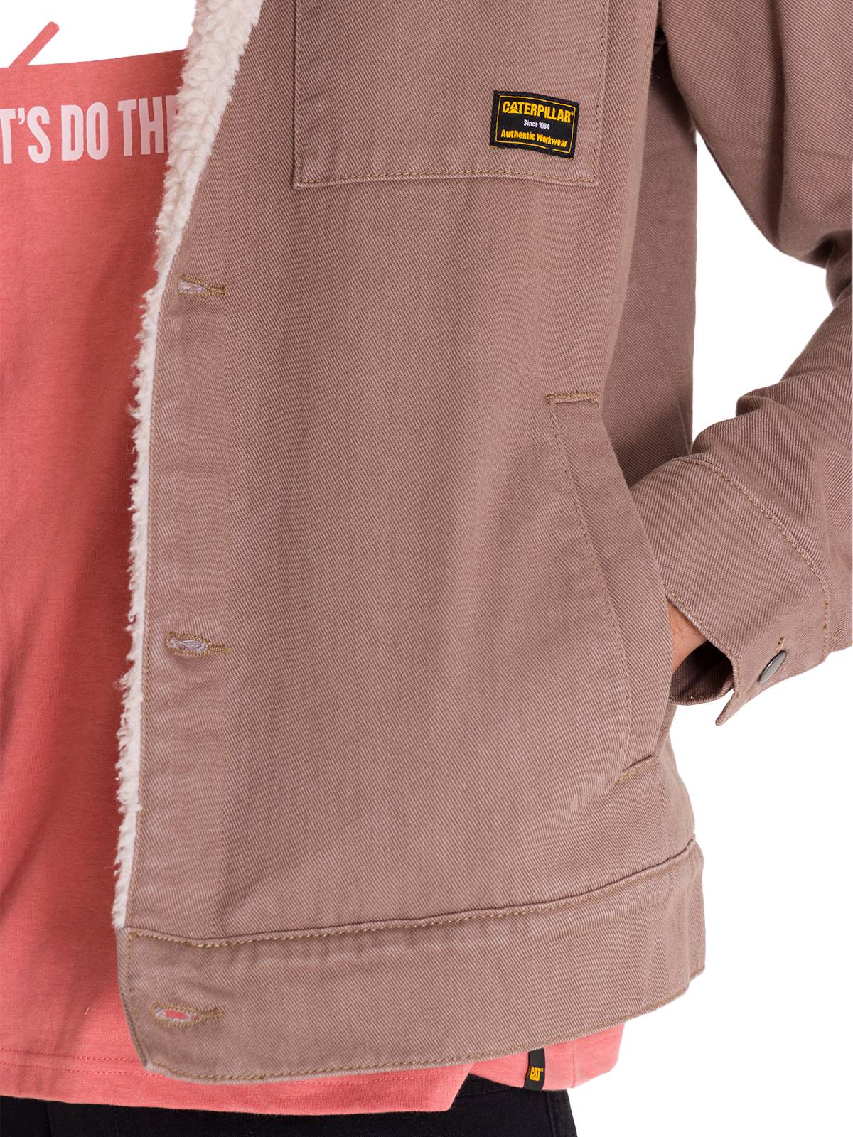 Chaqueta Manga Larga Unisex Sherpa Lined Work Taupe Cat