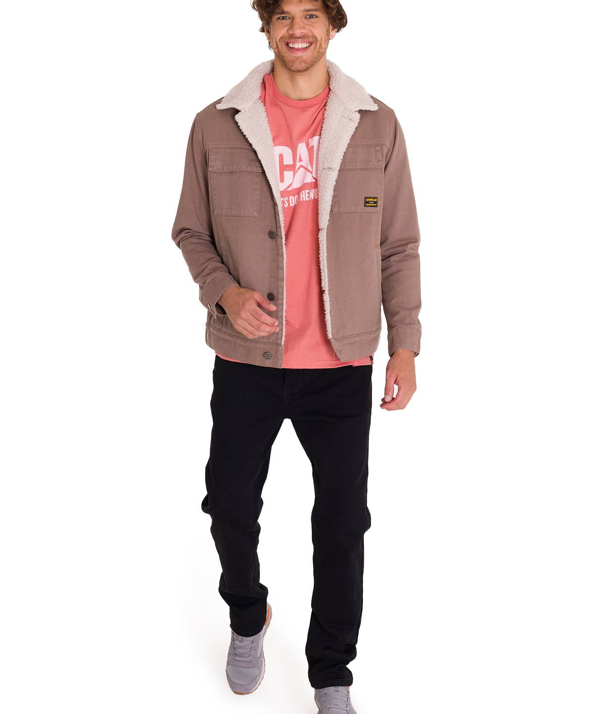 Chaqueta Manga Larga Unisex Sherpa Lined Work Taupe Cat