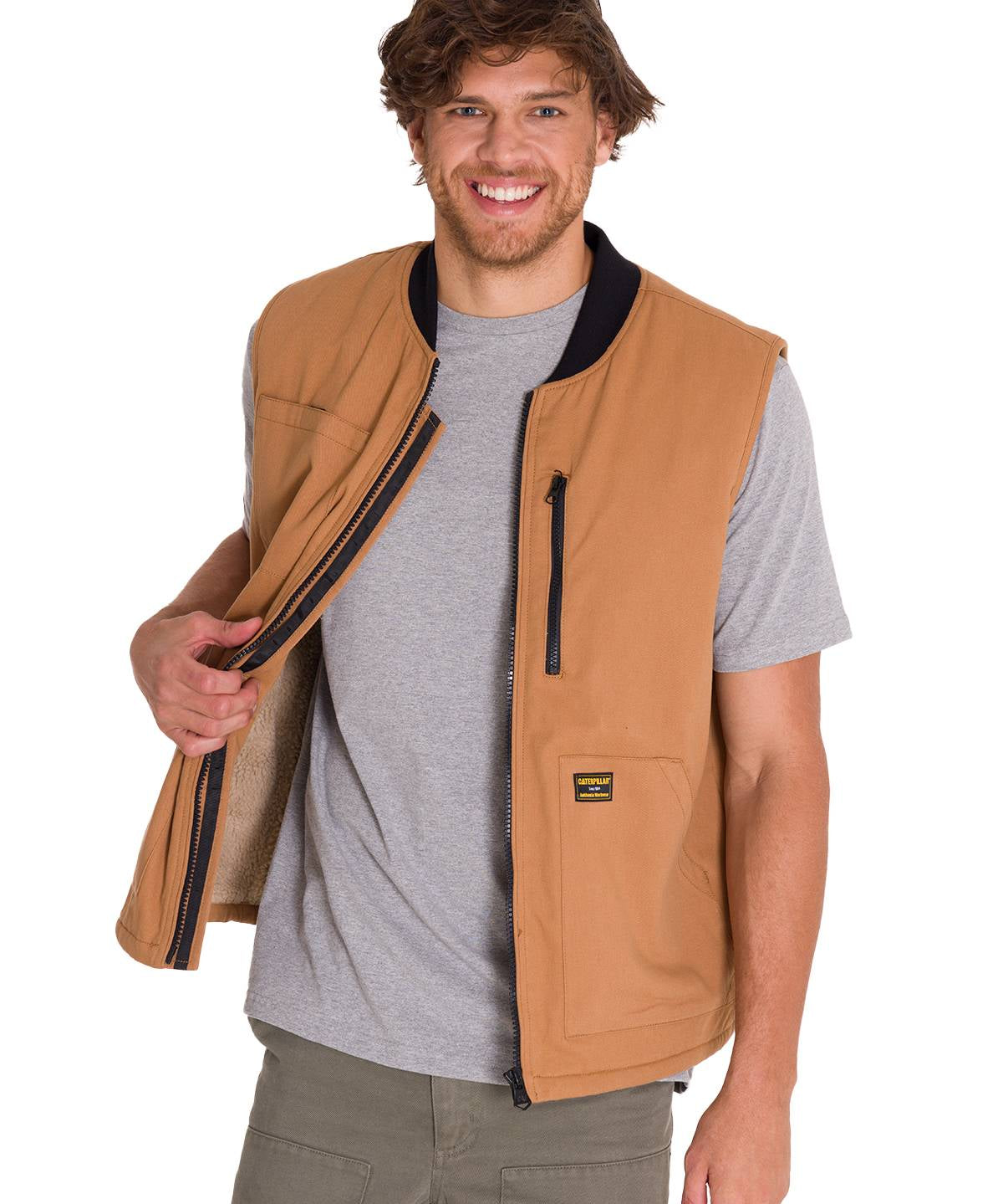 Chaqueta Sin Mangas Hombre UTILITY SHERPA LINED VEST Café Cat