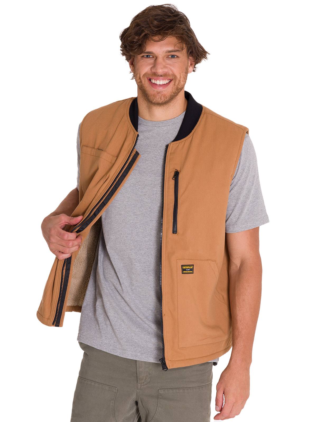 Chaqueta Sin Mangas Hombre UTILITY SHERPA LINED VEST Café Cat