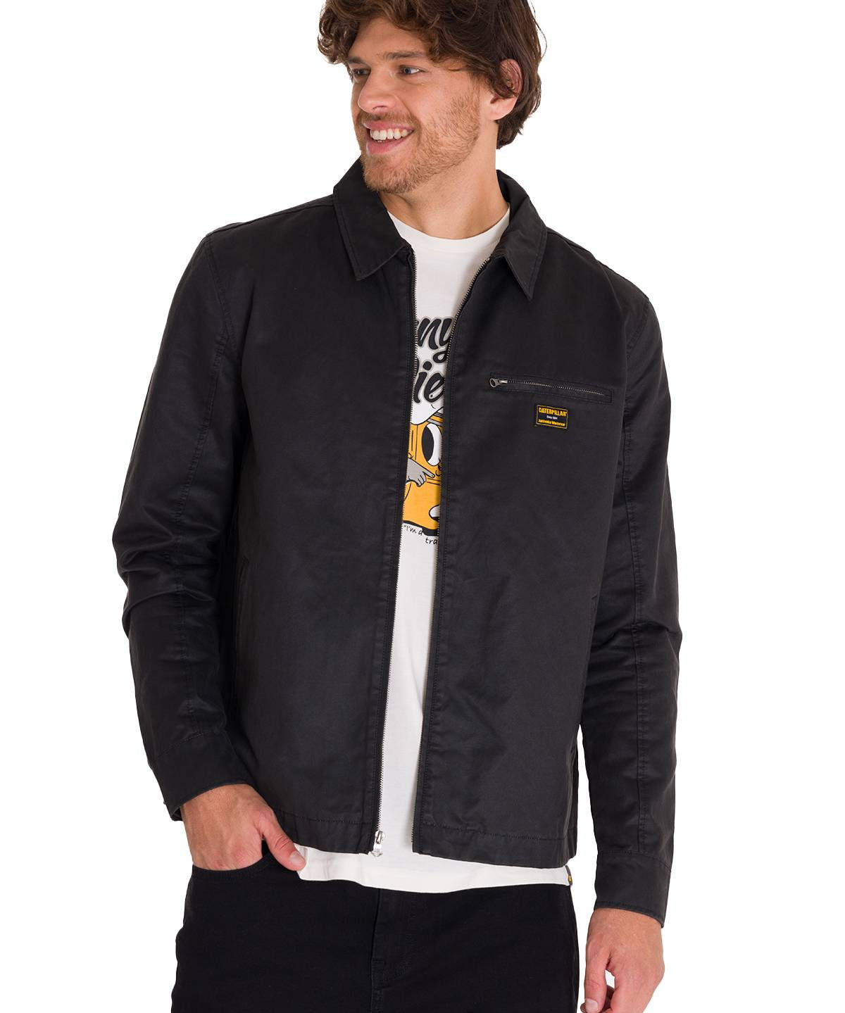 Chaqueta Manga Larga Hombre WAXED CHORE Negra Cat