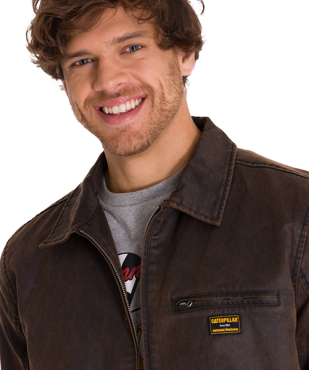 Chaqueta Manga Larga Hombre WAXED CHORE Café Oscura Cat